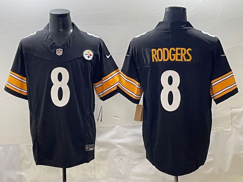 Men 2025 Pittsburgh Steelers #8 Rodgers Black Three generations Nike Limited NFL Jersey style 5->youth mlb jersey->Youth Jersey